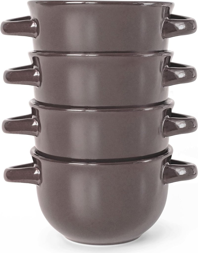 Kook French Onion Soup Bowls by Kook Crocks Oven Safe Bowls Soup Mugs Ceramic Bowls Dishwasher Microwave Set of 4 18 oz Mauve - Image 3