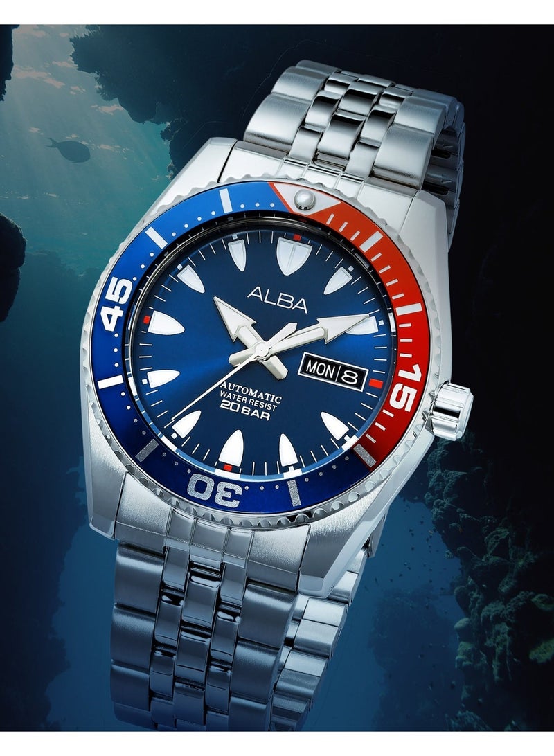 Alba Mechanical Automatic Men’s Watch AL4761X1, 43 mm Blue Dial, Stainless Steel Case & Bracelet, 200 m WR - Image 1