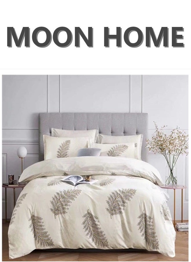 MOON HOME - King/Queen/Single size Soft and Breathable Microfiber Hypoallergenic Beautiful Design Duvet Cover Set ,set includes 1 Comforter Cover, 1 Fitted Bedsheet, 4 Pillowcases - Image 1
