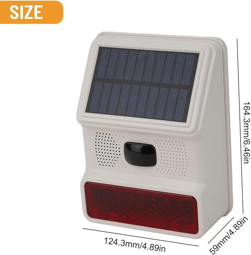 جهاز إنذار ضوئي لاسلكي يعمل بالطاقة الشمسية للاستخدام الخارجي مع صفارة وضوء وامض تردد 433 ميجاهرتز مقاوم للماء لأمن المنزل - Image 5