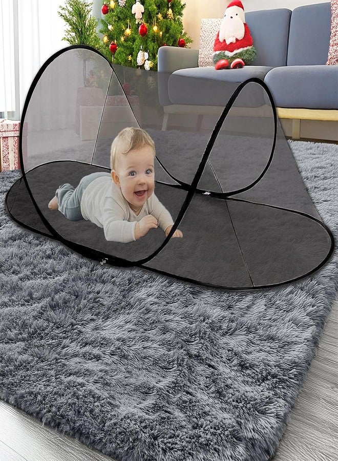 Mengersi Large Pop Up Mosquito Tent,Portable Foldable Mosquito Net for Camping Travel Patio with Net Bottom for Adults Baby 1PC,Black - Image 4