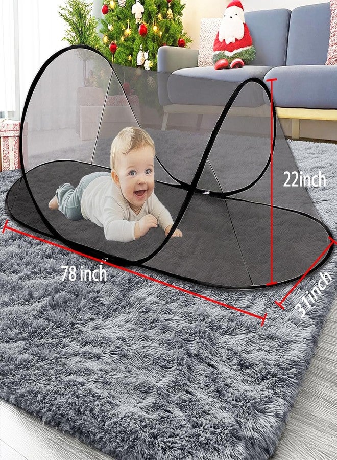 Mengersi Large Pop Up Mosquito Tent,Portable Foldable Mosquito Net for Camping Travel Patio with Net Bottom for Adults Baby 1PC,Black - Image 2