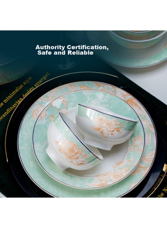 JD.com Jd Jingzao, Complete Set Of Bowls And Plates, Ceramic Gift Box For Housewarming, Summer Nong 66-piece Set - Image 3