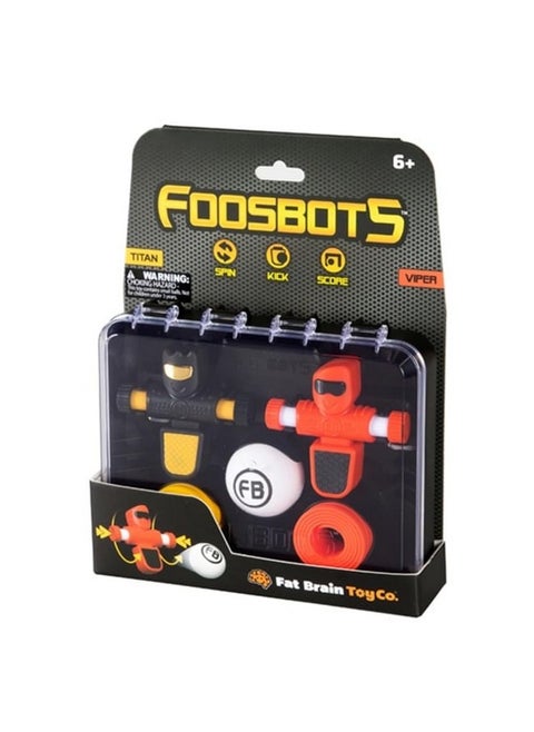 Fat Brain Toys Foosbots On The Go, 2 Player Games for Kids Toys, New Active Play Tabletop Trickshot Game for Ages 6 and Up