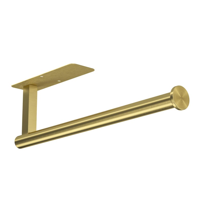 ASTOFLI Paper Towel Holder Under Cabinet No Drilling, Self Adhesive Paper Towel Holder Wall Mount for Kitchen Rack, Under Counter Napin Holder No Drill, RV, 304 Stainless Steel, Gold Brass - Image 1