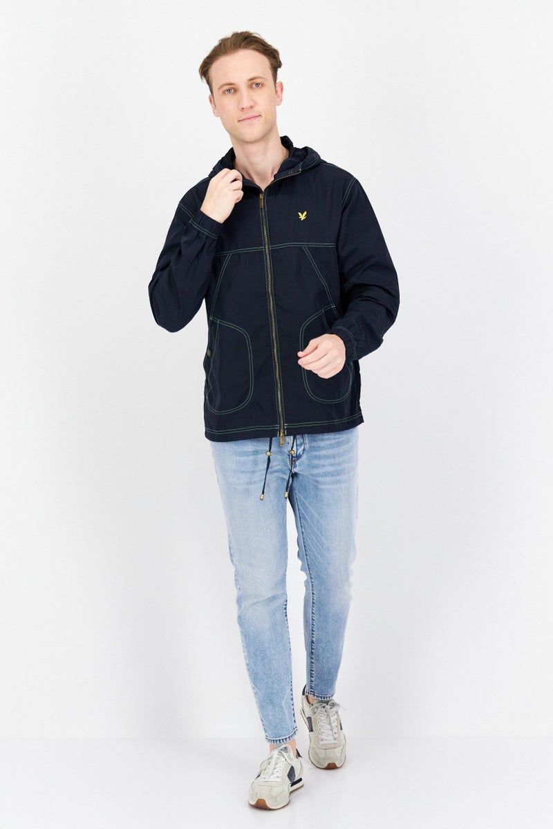 Lyle & Scott Men Hooded Embroidered Logo Softshell Jacket, Navy - Image 3