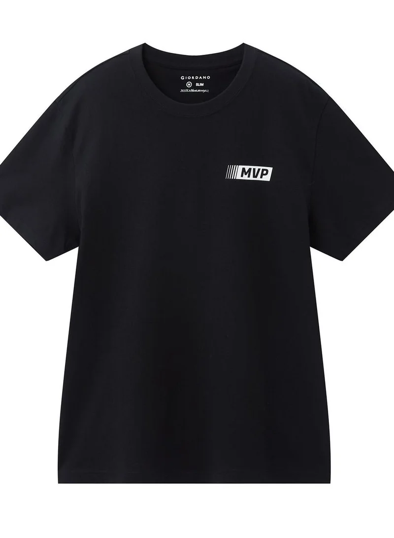 جيوردانو تيشيرت رجالي قطن بقصة ضيقة وطبعة رسالة