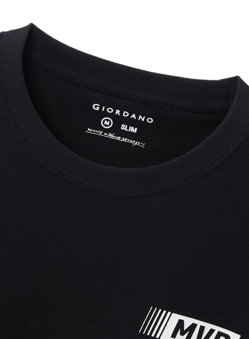GIORDANO  Men's Slim Fit Cotton Jersey Message Print Tee for Men | Best Price UAE