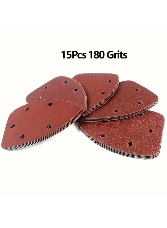 15Pcs 180 Grits Triangle Sanding Sheets Hook Loop Pads for Woodworking Dry Sanding - Image 1