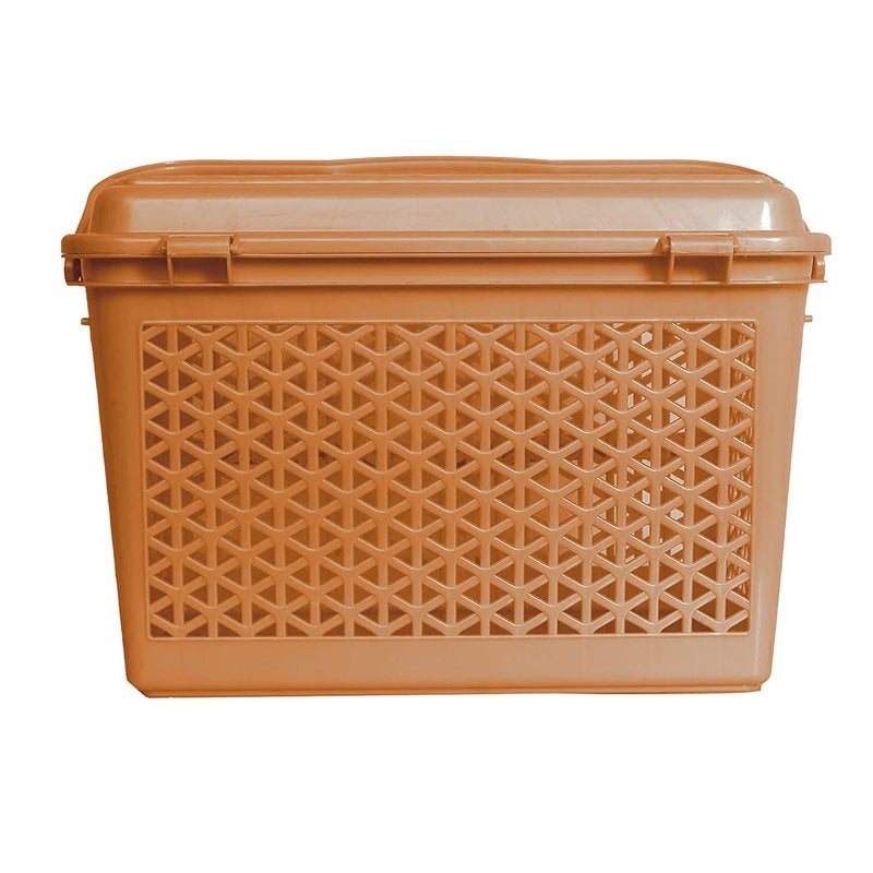Kuber Industries Kuber Industries Plastic Trendy Shopping Storage Basket with Handles - Big Bin for Shower, Closet, Kitchen, Garden, Bathroom, Toys (Light Brown)-HS_38_LUGGAGE21158  - Image 4