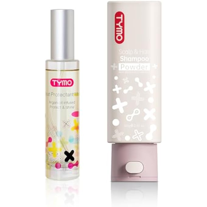 TYMO Natural Formula Clarifying Shampoo Powder + Heat Protectant Spray for Hair
