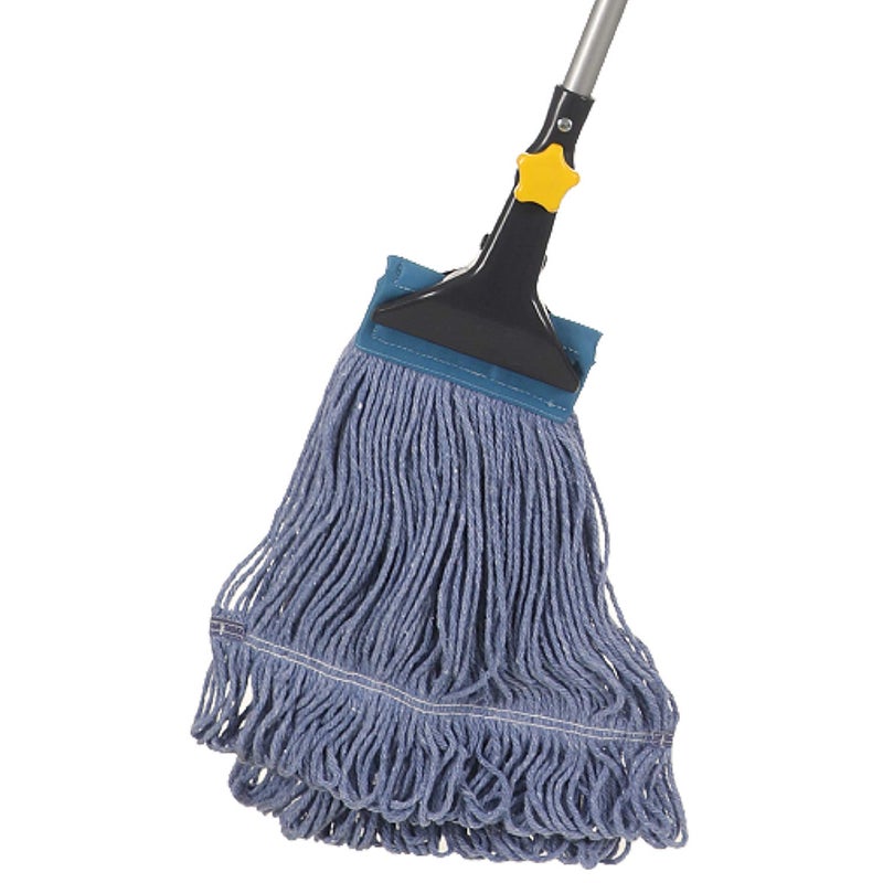 Yocada Looped-End String Wet Mop Heavy Duty Cotton Mop Commercial Industrial Grade Telescopic Iron Pole Jaw Clamp Floor Cleaning 55.1 inch - Image 1