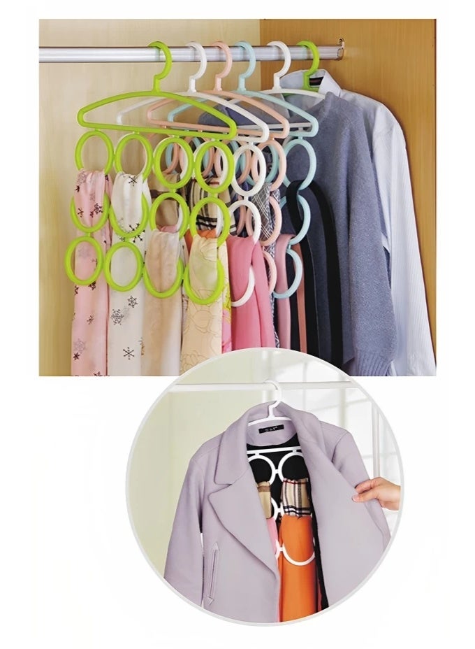 Plastic Shelf Organizer with 12 Rings – Multi-Purpose Hanging Storage Rack for Scarves, Belts, Ties & Accessories – Space-Saving Hanger – Multicolor - Image 3
