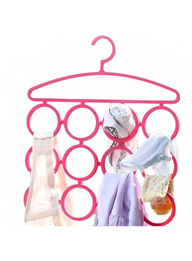 Plastic Shelf Organizer with 12 Rings – Multi-Purpose Hanging Storage Rack for Scarves, Belts, Ties & Accessories – Space-Saving Hanger – Multicolor - Image 2