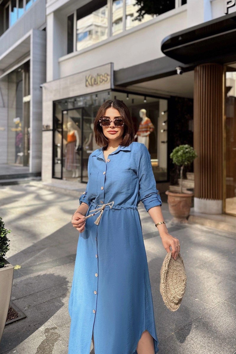 Weshaya فستان نسائي أزرق نيلي - Image 2