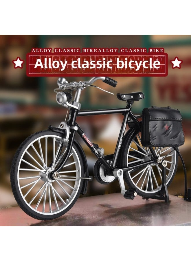 Retro Alloy 28 28 28 Bars Bicycle Model Decoration Assembly Self-made DIY Simulation Nostalgic Adult Toy-Color: Eight Bars Bicycle (Black, Briefcase Pumper)  - Image 2