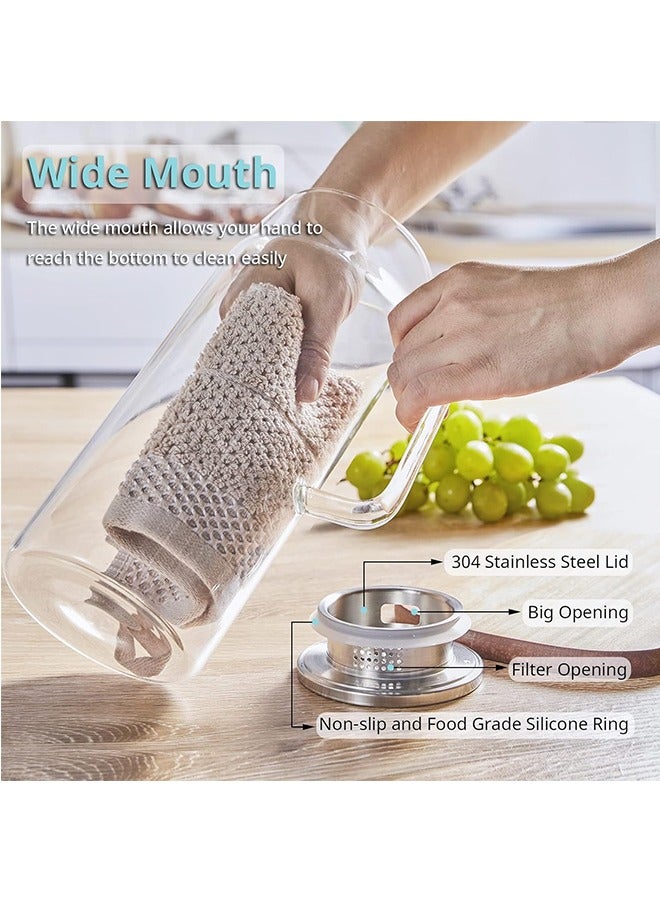 JCB CHIC 1.8 Liter Glass Pitcher with Lid and Spout, Glass Carafe for Hot/Cold Water, Large Iced Tea Pitcher Glass Water Pitcher for Coffee, Juice and Homemade Beverage - Image 4