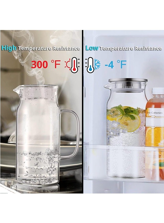 JCB CHIC 1.8 Liter Glass Pitcher with Lid and Spout, Glass Carafe for Hot/Cold Water, Large Iced Tea Pitcher Glass Water Pitcher for Coffee, Juice and Homemade Beverage - Image 5