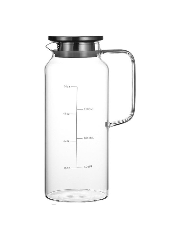 JCB CHIC 1.8 Liter Glass Pitcher with Lid and Spout, Glass Carafe for Hot/Cold Water, Large Iced Tea Pitcher Glass Water Pitcher for Coffee, Juice and Homemade Beverage - Image 1