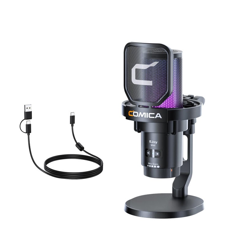 COMICA EJoy Uni USB Condenser Microphone Computer Mic with Noise Cancellation Mute Gain Monitoring for Streaming Podcast Gaming YouTube PC Mac PS5 PS4 Desktop Mic - Image 2
