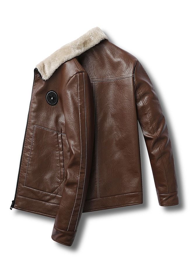 Loquat New Winter Men's Jacket Korean Slim Leather Jacket  - Image 2