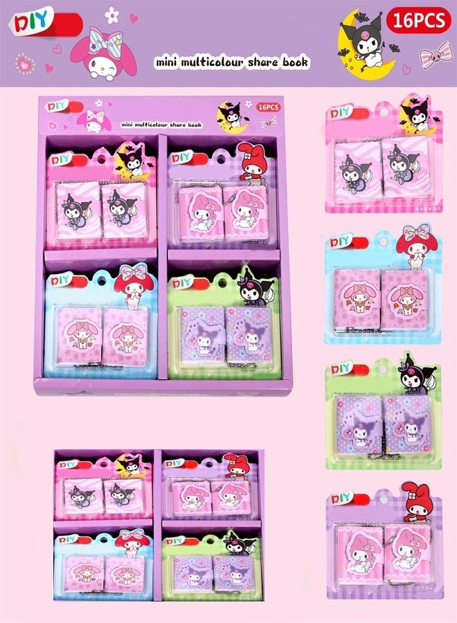 fashionhome 16 Pieces Beautiful DIY Multicolor Cartoon Theme Mini Share Book Pocket Notebook Set Box for Kids - Image 1