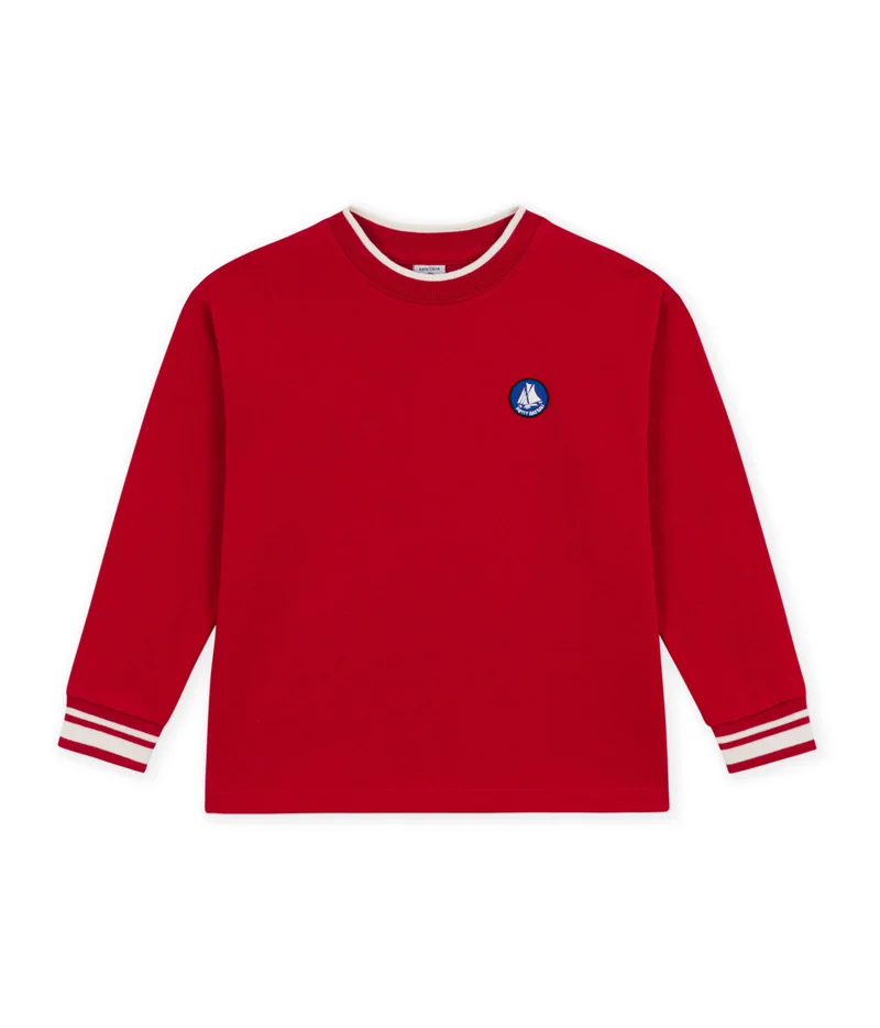 Petit Bateau Children's Long-Sleeved Plain Cotton T-Shirt