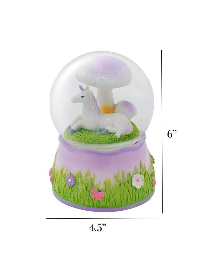 Elanze Designs Elanze Designs Purple Unicorn Under Mushroom Rotating Tabletop Dresser Nightstand Figurine Decoration 100MM Sturdy Glitter Water Wind Up Musical Snow Globe Plays Tune Memory  - Image 4