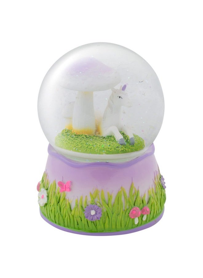Elanze Designs Elanze Designs Purple Unicorn Under Mushroom Rotating Tabletop Dresser Nightstand Figurine Decoration 100MM Sturdy Glitter Water Wind Up Musical Snow Globe Plays Tune Memory  - Image 2