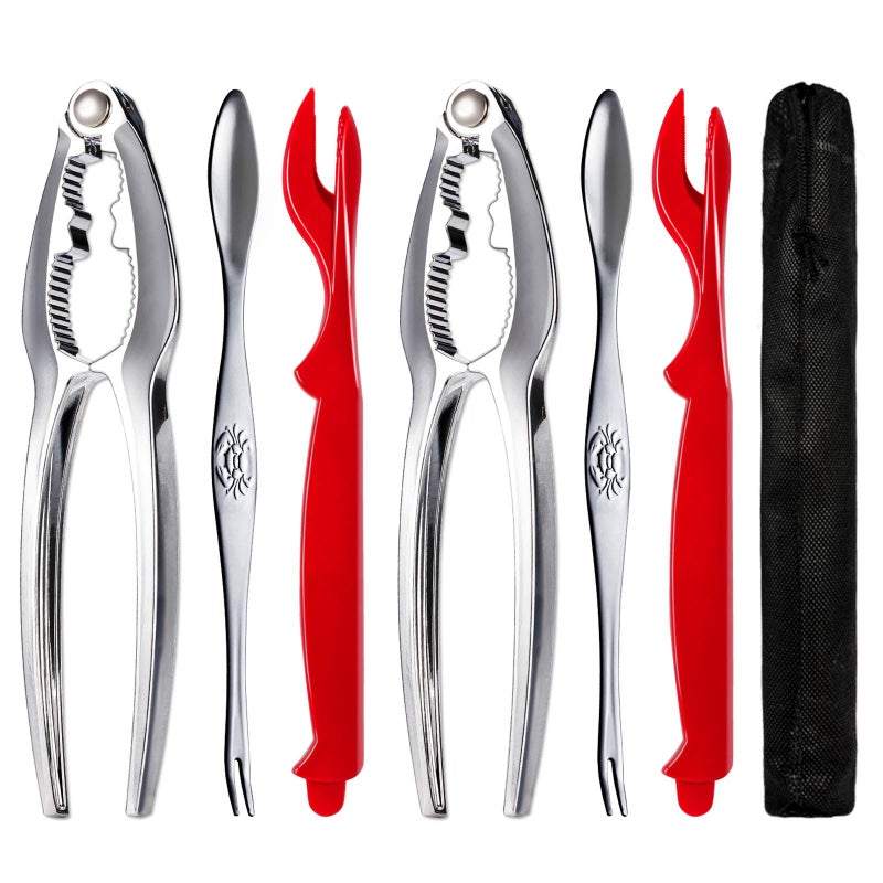 KXCOFTXI Crab Leg Crackers  Crab Crackers and Tools Set with Stainless Steel Seafood Utensils Crackers  Forks Cracker Shellfish Crackers and Tools for Seafood Boil Party Supplies Dishwasher Safe