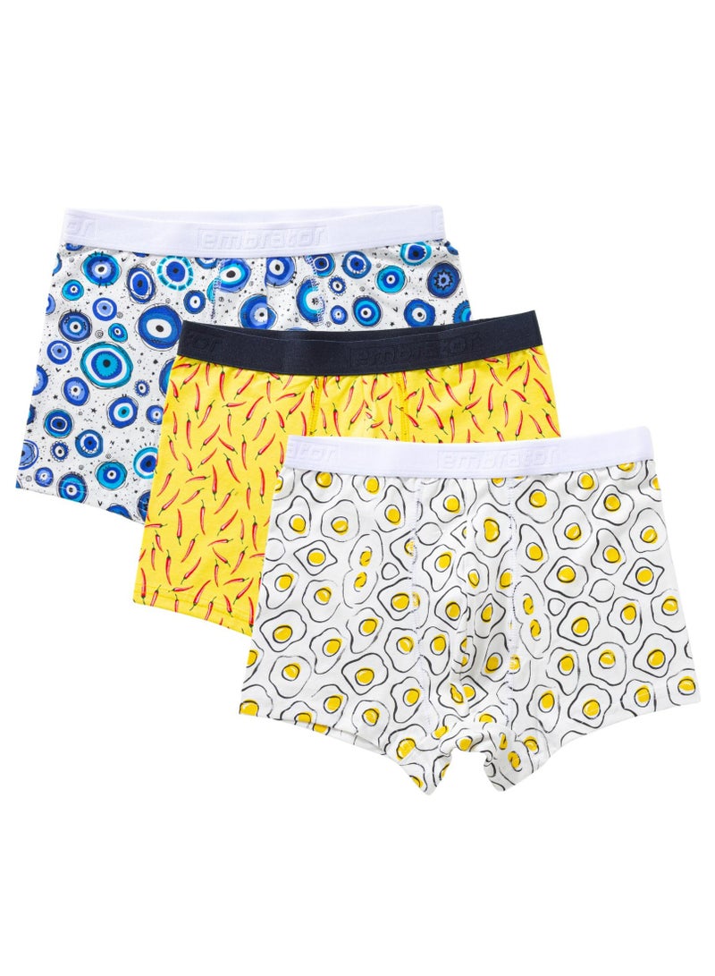 embrator Pack of 3 Design Cotton Lycra Boxer Underwear for Men - Image 2