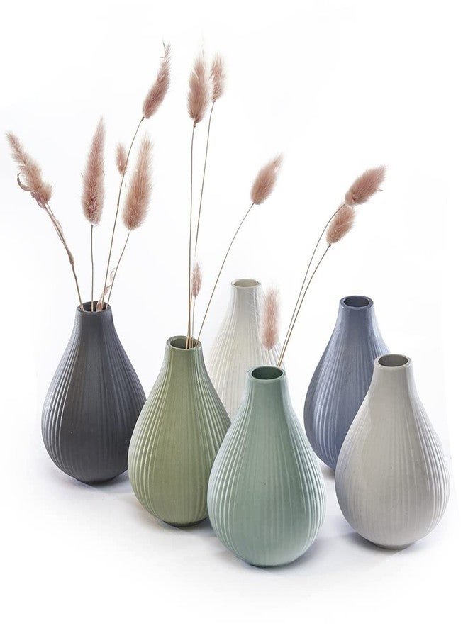 Chive ‘Frost’ Ceramic Flower Vase - Set of 6 Beautiful Small Bud Vases for Flowers & House Plants - Perfect Shelf Centerpieces and Living Room Decor - Assorted Colors - Image 1