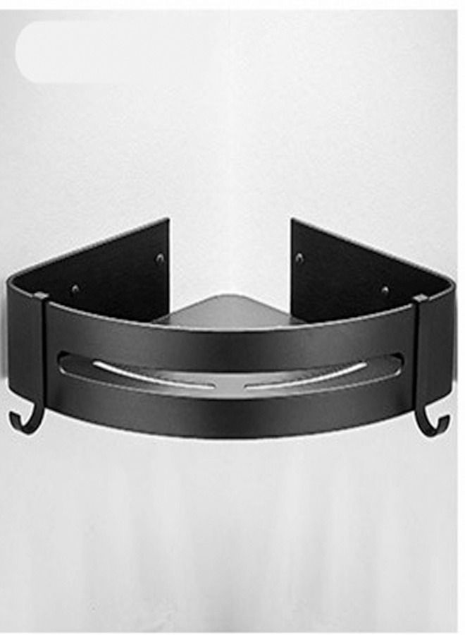 Kutis 1-Piece Bathroom Shelf Shower Shampoo Soap Organizer Wall Mounts Storage Rack Aluminum  Alloy Black 29 x 21 x 4.5 cm  - Image 1