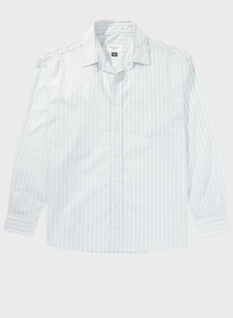 American Eagle Stripe Deatil Button Down Regular Fit Shirt