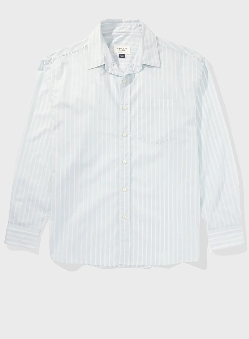 American Eagle Stripe Deatil Button Down Regular Fit Shirt