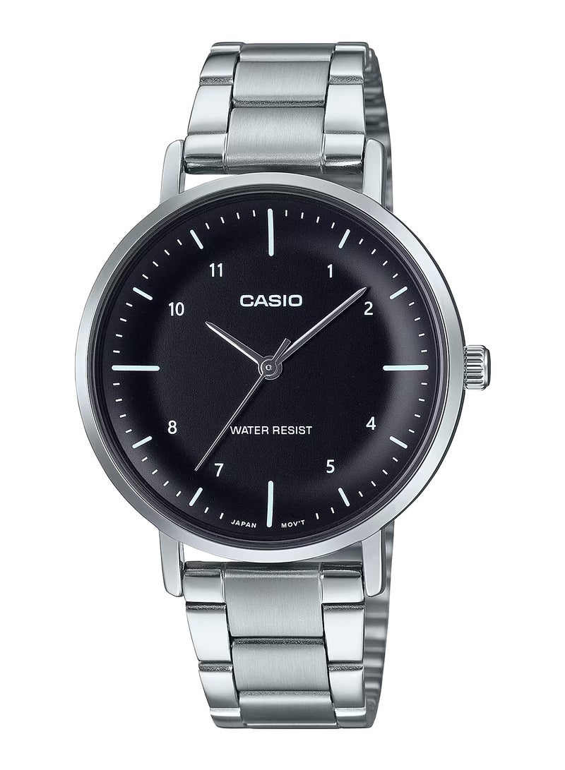 CASIO Analog Quartz Black Dial Stainless Steel Ladies Watch LTP-VT03D-1B