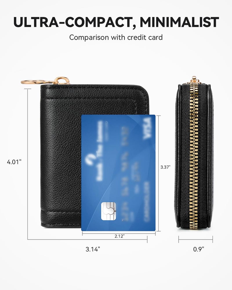 BOSTANTEN Credit Card Holder RFID Leather Small Wallets Woman, Accordion Zipper Card Wallet, Black - Image 4