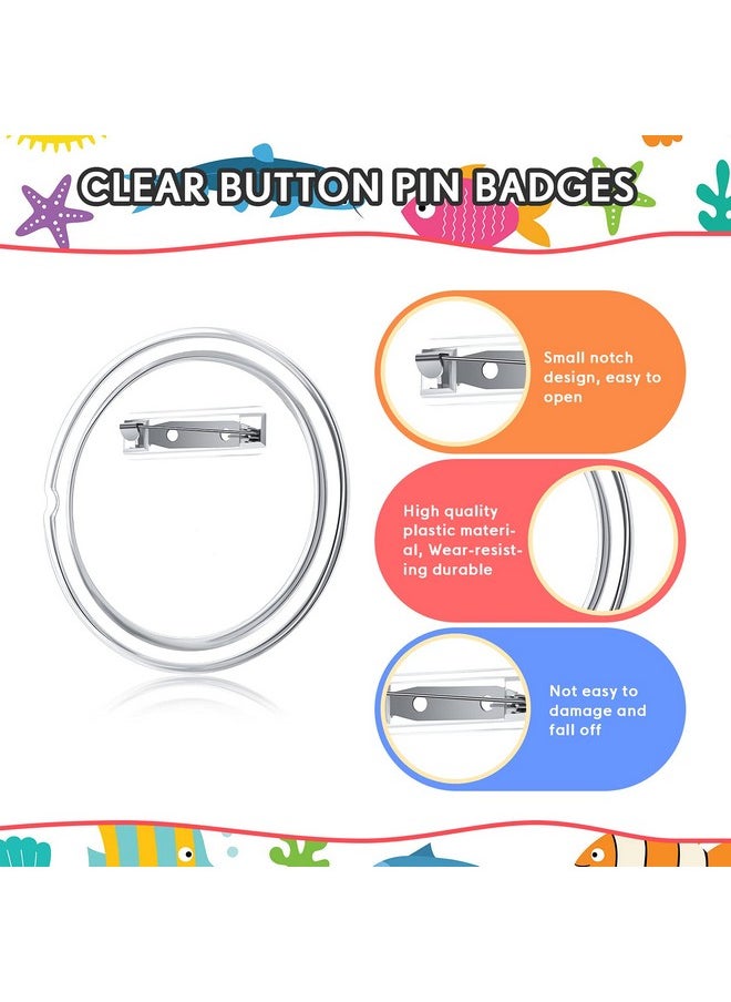 Chinco - 50 Pack Acrylic Button Pins Badge Clear Button Pins Custom Button Pins Kit Blank Button Pins Bulk Photo Buttons Make Your Own Buttons Pins For Diy Craft Supplies(2.25 Inch) - Image 1