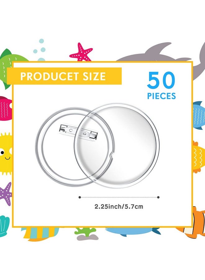 Chinco - 50 Pack Acrylic Button Pins Badge Clear Button Pins Custom Button Pins Kit Blank Button Pins Bulk Photo Buttons Make Your Own Buttons Pins For Diy Craft Supplies(2.25 Inch) - Image 1