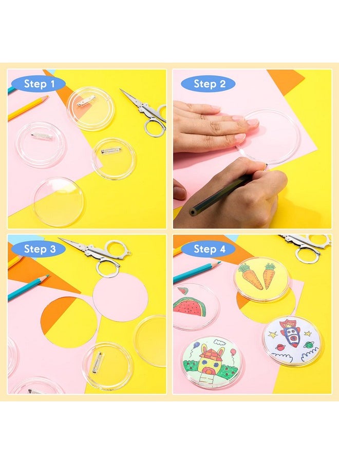 Chinco - 50 Pack Acrylic Button Pins Badge Clear Button Pins Custom Button Pins Kit Blank Button Pins Bulk Photo Buttons Make Your Own Buttons Pins For Diy Craft Supplies(2.25 Inch) - Image 1