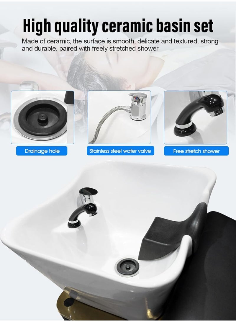 Meishida Lie Flat Hair Washing Chair Salon Shampoo Chair Backwash Head Wash Chair Ceramic Shampoo Bowl Sink Unit Station Spa Salon Equipment  - Image 2