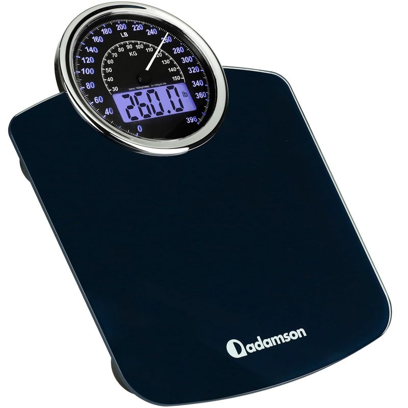 Adamson Hybrid 2in1 Analog  Digital Weighing Scale for Body Weight up to 400lbs  Thick Tempered Glass  Extra Large Display  Easy to Read Digital Bathroom Scale  New - Image 1
