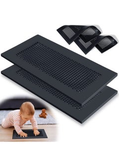 Orzbow Orzbow Baby Proofing Soft Silicone Vent Cover for Home Wall/Ceiling/Floor Register,Child Proof Floor Air Vent Deflector Cover,Catches Debris Hair & Prevents Creepy Crawlies,Easy Install, Black,2 Pack  - Image 1