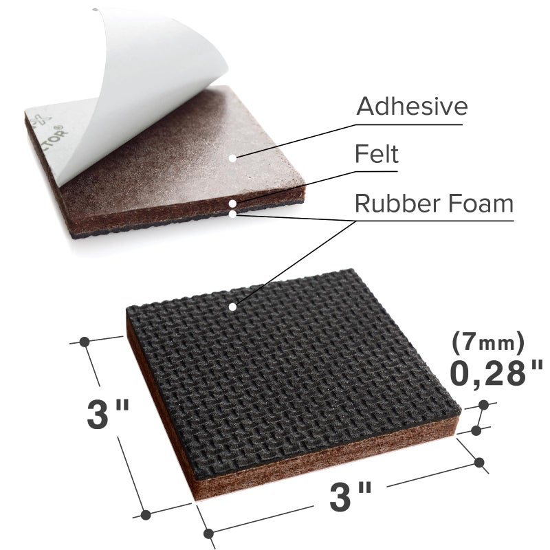 X-PROTECTOR Non Slip Furniture Pads â€“ 12 Premium Furniture Grippers 3"! Best SelfAdhesive Rubber Feet Furniture Feet â€“ Ideal Non Skid Furniture Pad Floor Protectors â€“ Keep Furniture in Place! - Image 3