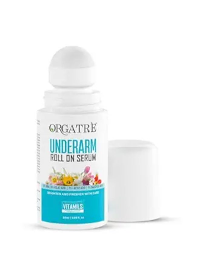 Orgatre سيروم "أورغاتري" (Orgatre) الدوار (Roll-on) لمنطقة تحت الإبط الداكنة | يمنع رائحة الجسم، ويفتح البشرة، ويقشرها | يزيل التصبغات ويقضي على البكتيريا | يحتوي على أحماض ألفا هيدروكسي (AHA) وحمض الكوجيك وحمض اللاكتيك | 50 مل | للجنسين - Image 4