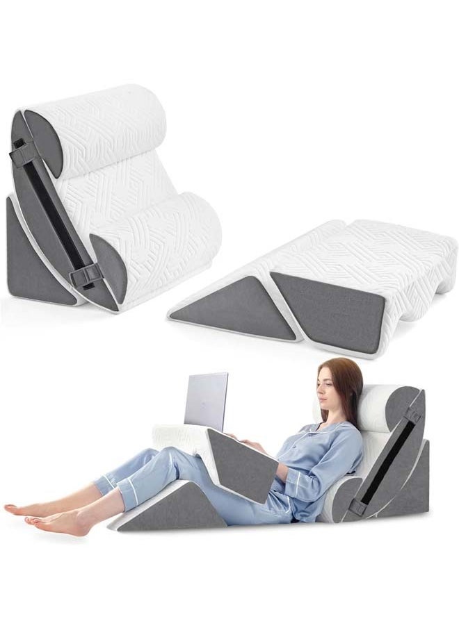 L&E 6Pcs Orthopedic Bed Wedge Pillow Set for Sleeping, Post Surgery Foam for Body, Back and Leg Pain Relief Comfortable & Adjustable Support Pillows-Anti Snoring & GERD Sleeping 