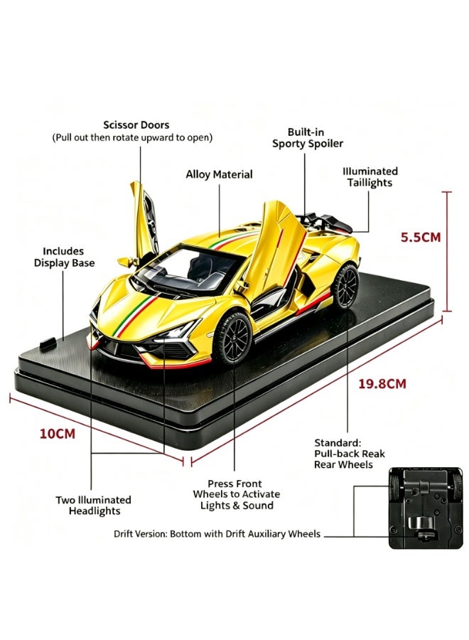 LAMBORGHINI High-Detail Alloy Car Model with Realistic Lighting & Sound Effects, 1:32 Scale Die-Cast Vehicle, Collectible Display Model for Adults & Kids - Image 2