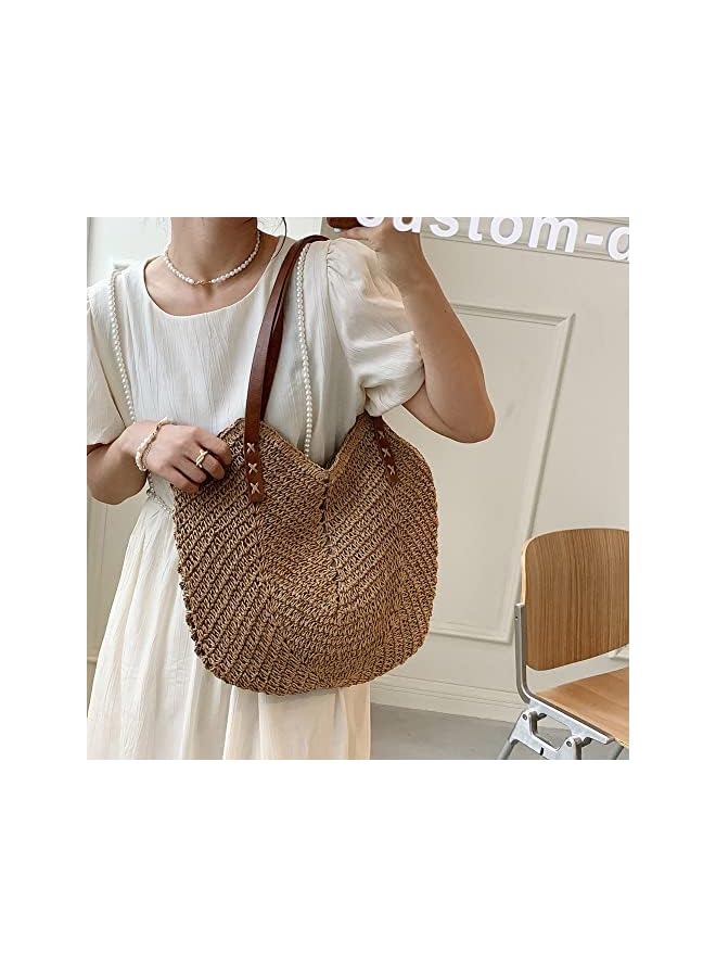 vesus Straw Purse Beach Purse Wicker Bag for Women Beach Straw Bag Rattan Bag Basket Purse Pearl Straw Tote Bamboo Purse Wicker - Image 2