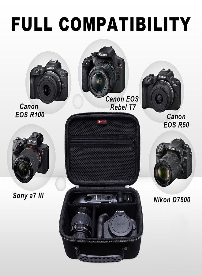 XANAD Camera Case Compatible with Canon EOS Rebel T7/R50/R6 Mark II/R100/R50 V/T6/R8/R10/R5 Mark II/RP/R7/5D Mark IV/SL3/R5/T100 DSLR SLR Camera,Lens,Tripod,with Shoulder Strap and 4 Dividers(Black) - Image 2