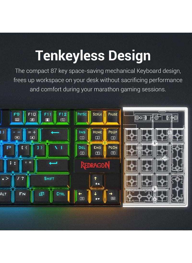REDRAGON K552 RGB KUMARA Mechanical Gaming Keyboard - Blue Switches - Full RGB LED Lighting - Black - Image 3